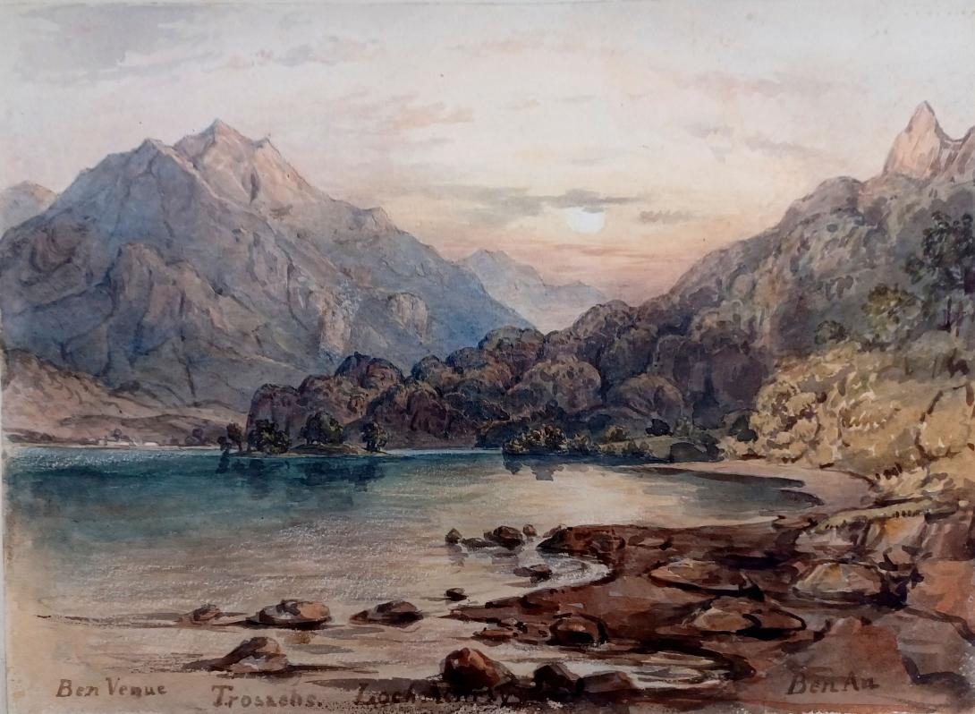 水彩画 BEN VENUE 1833 Loch Achray with Ben Venue, Trossachs & Ben A'an beyond | Artware